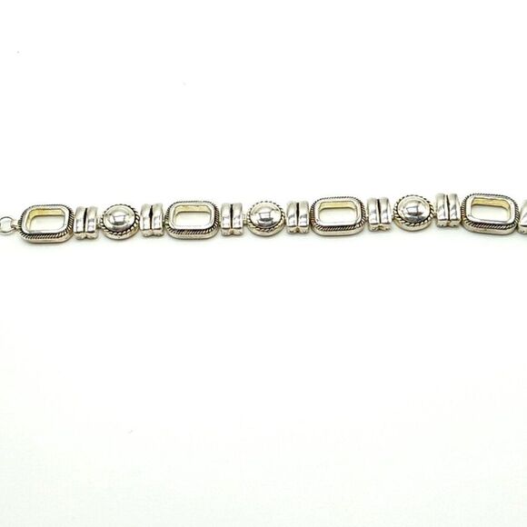 Silver-tone Metal Oval Linked Bracelet Toggle Clasp 7" - Picture 5 of 13